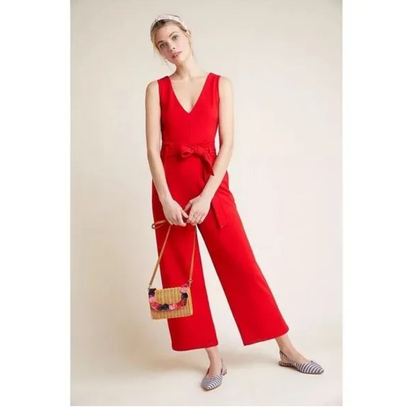 Anthropologie Cathy Structured Jumpsuit in Red - Picture 1 of 12